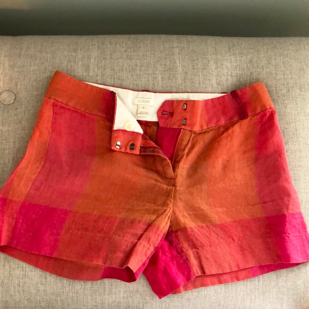 J.Crew Ruby Check Linen Shorts